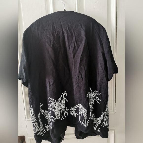 Womens Vintage Cimmaron plus Black/White Open Safari Print Cardigan. 1X - Picture 3 of 6